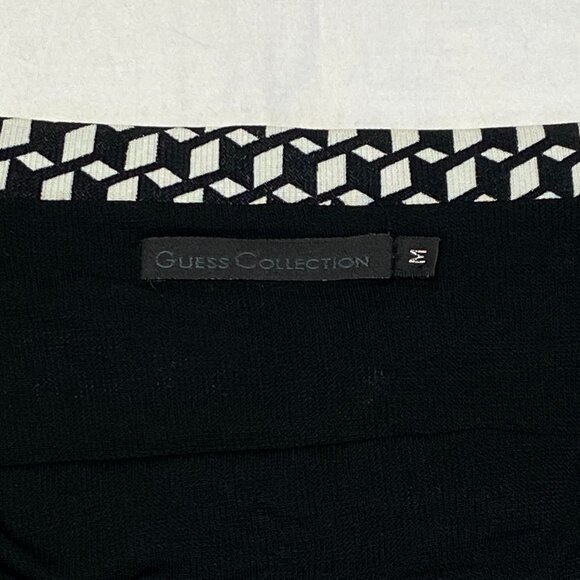 Guess Vintage Stretch Knit Lined Pencil Skirt M Side Slit Abstract Block Pull On - Picture 10 of 11